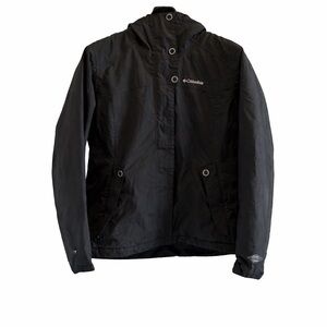 Columbia Omni-Tech Waterproof Rain Jacket Women’s Size L Black Hooded